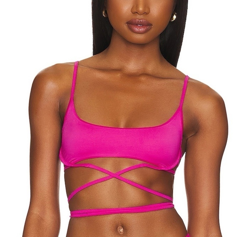 Monica Hansen Beachwear Money Maker Underwire Tube Bikini Top in Azalea Size L